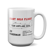 First Solo Flight Custom Mug Memorabilia - ADD YOUR AIRCRAFT
