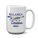Bellanca Citabria 7KCAB (Cream/Blue) Airplane Ceramic Mug - Personalized w/ N#