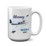 (Blue #2) Airplane Ceramic Mug - Personalized w/ N#