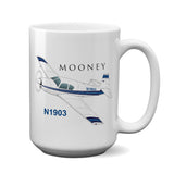 Mooney M20 / M20C (Blue/Black) Airplane Ceramic Mug - Personalized w/ N#