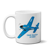 1948 Ryan Navion B (Blue) Airplane Ceramic Mug - Personalized w/ N#