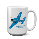 1948 Ryan Navion B (Blue) Airplane Ceramic Mug - Personalized w/ N#