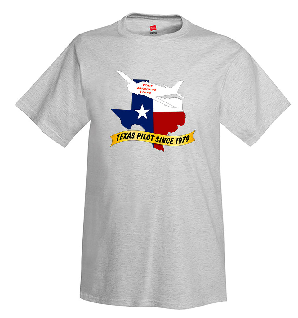 Texas Pilot Theme Custom T-shirt - Personalized w/ Your Airplane
