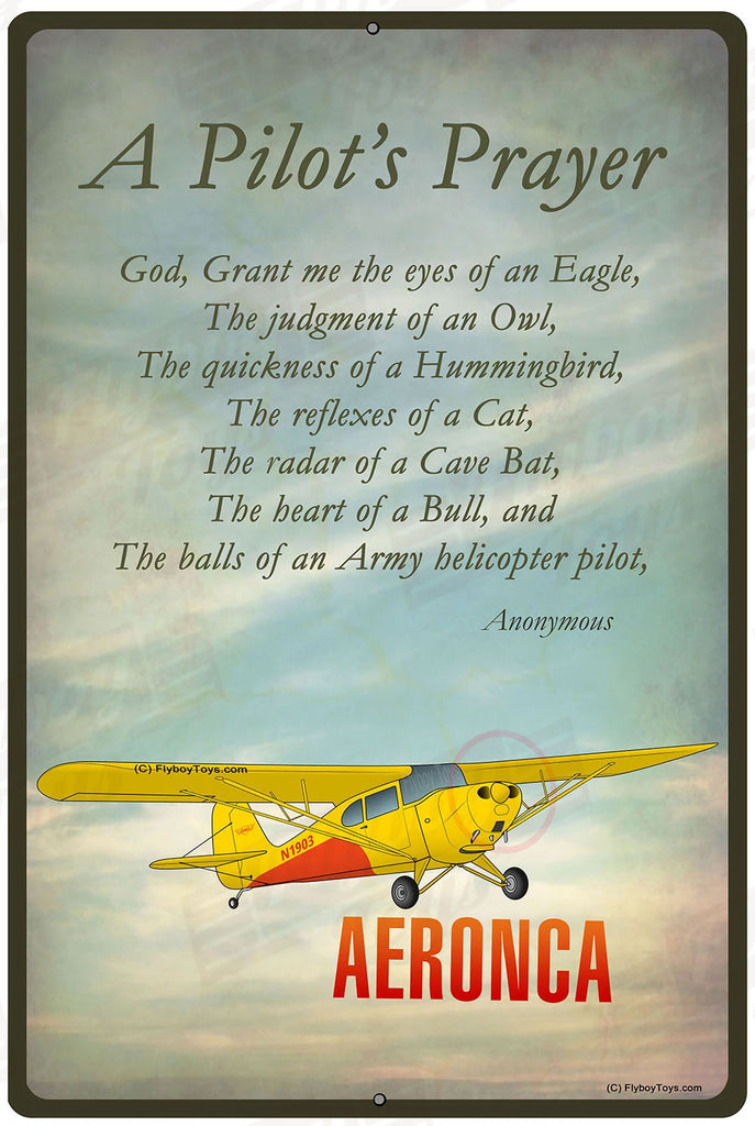 Aeronca Chief A Pilot's Prayer Airplane Metal Custom Sign