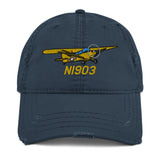 Airplane Embroidered Distressed Cap  AIRJ5I3817BCM-Y1 - Personalized w/ Your N#