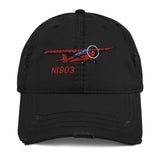 Airplane Embroidered Distressed Cap (AIRJ5I3817EC-RB1) - Personalized with Your N#