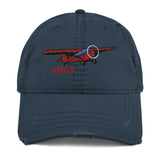 Airplane Embroidered Distressed Cap (AIRJ5I3817EC-RB1) - Personalized with Your N#