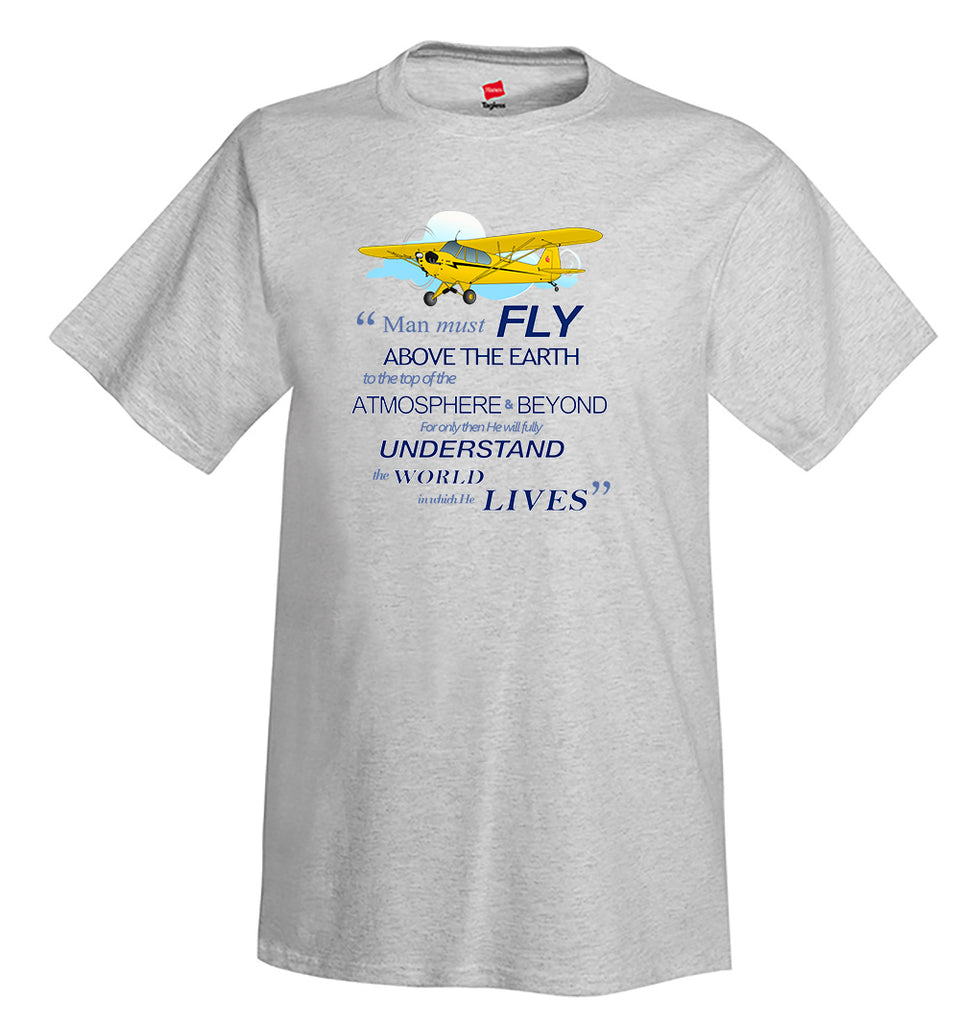 Man Must Fly Quote Airplane T-Shirt - Personalized
