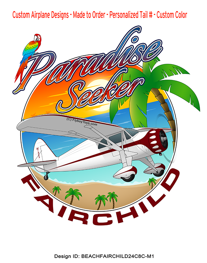 1934 Fairchild 24 C8C (Maroon) Paradise Seeker  Airplane Design
