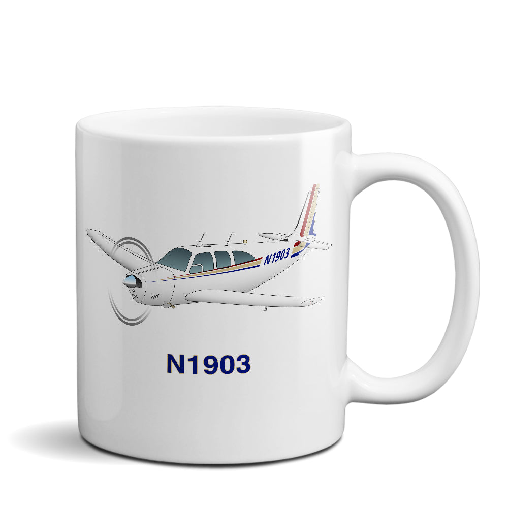 Airplane Ceramic Custom Mug AIR2552FEE33-RT1  - Personalized w/ your N#