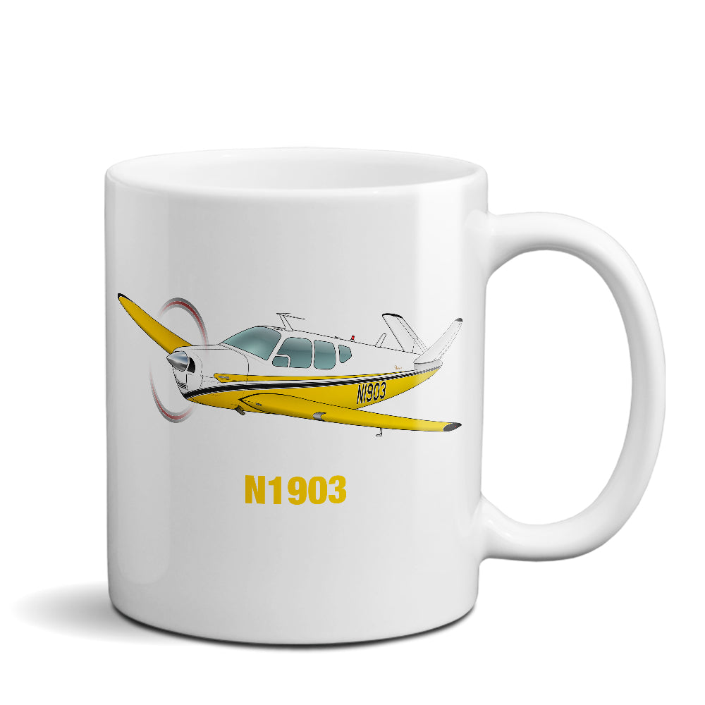 Airplane Ceramic Custom Mug AIR2552FEJ35-YB1 - Personalized w/ your N#