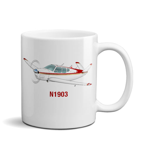 Airplane Ceramic Custom Mug AIR2552FEM35-RG1 - Personalized w/ your N#
