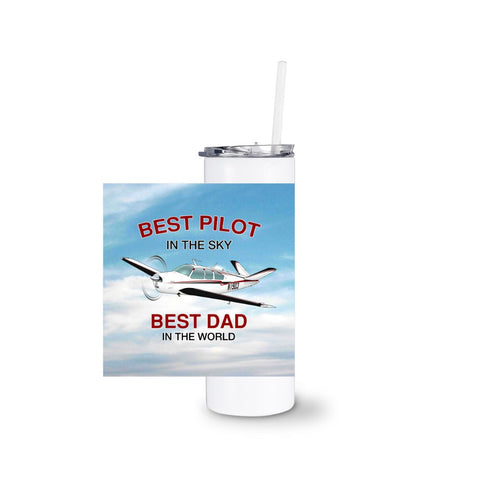 Custom Airplane White Tumbler with Straw