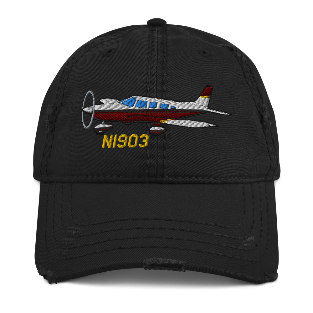 Airplane Embroidered Distressed Cap (AIRG9G3856-RO1) - Personalized with Your N#