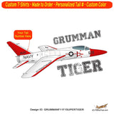 Grumman F11F-1F Super Tiger Fighter Jet Airplane T-shirt -Personalized w/Your N#