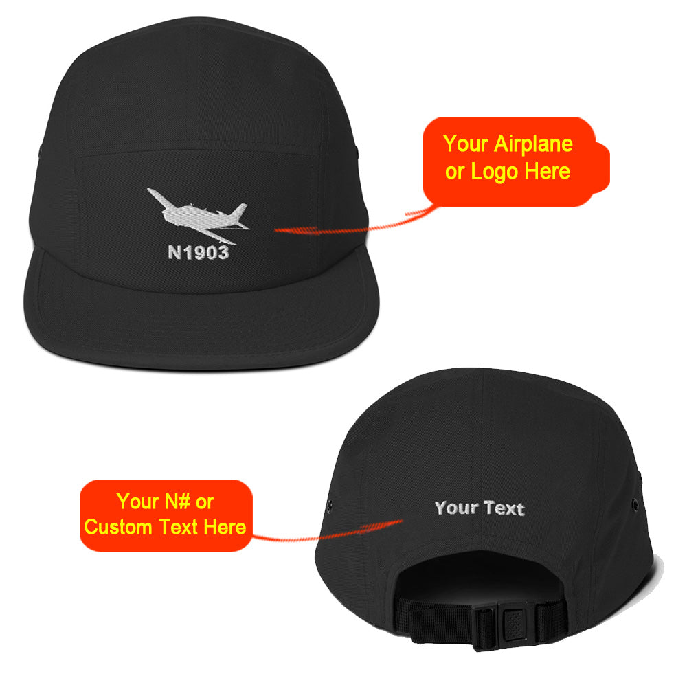 Custom Embroidered "No Button" Pilot Hat Cap