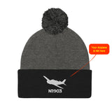 Custom Embroidered Pom Pom Beanie Hat / Cap