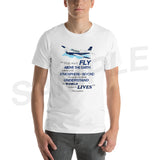 Man Must Fly Quote Aviation Theme T-Shirt - Personalized w/ Your Airplane