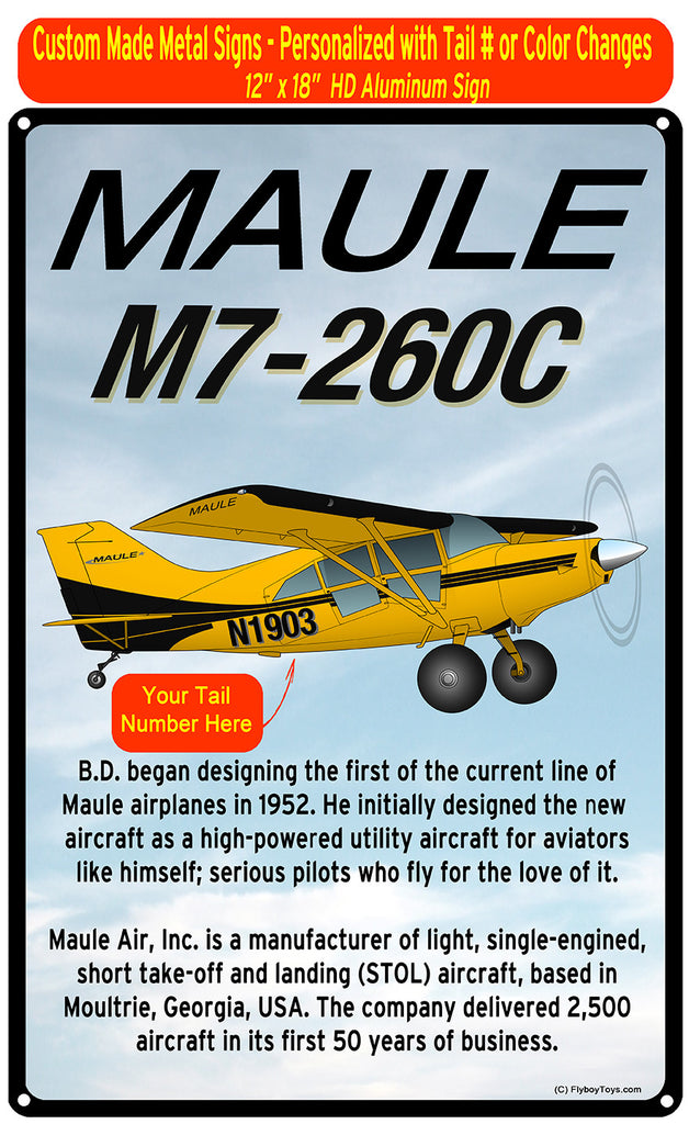Maule M-7-260C HD Airplane Sign - Yellow/Black