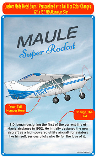 Maule Super Rocket HD Airplane Sign - Blue