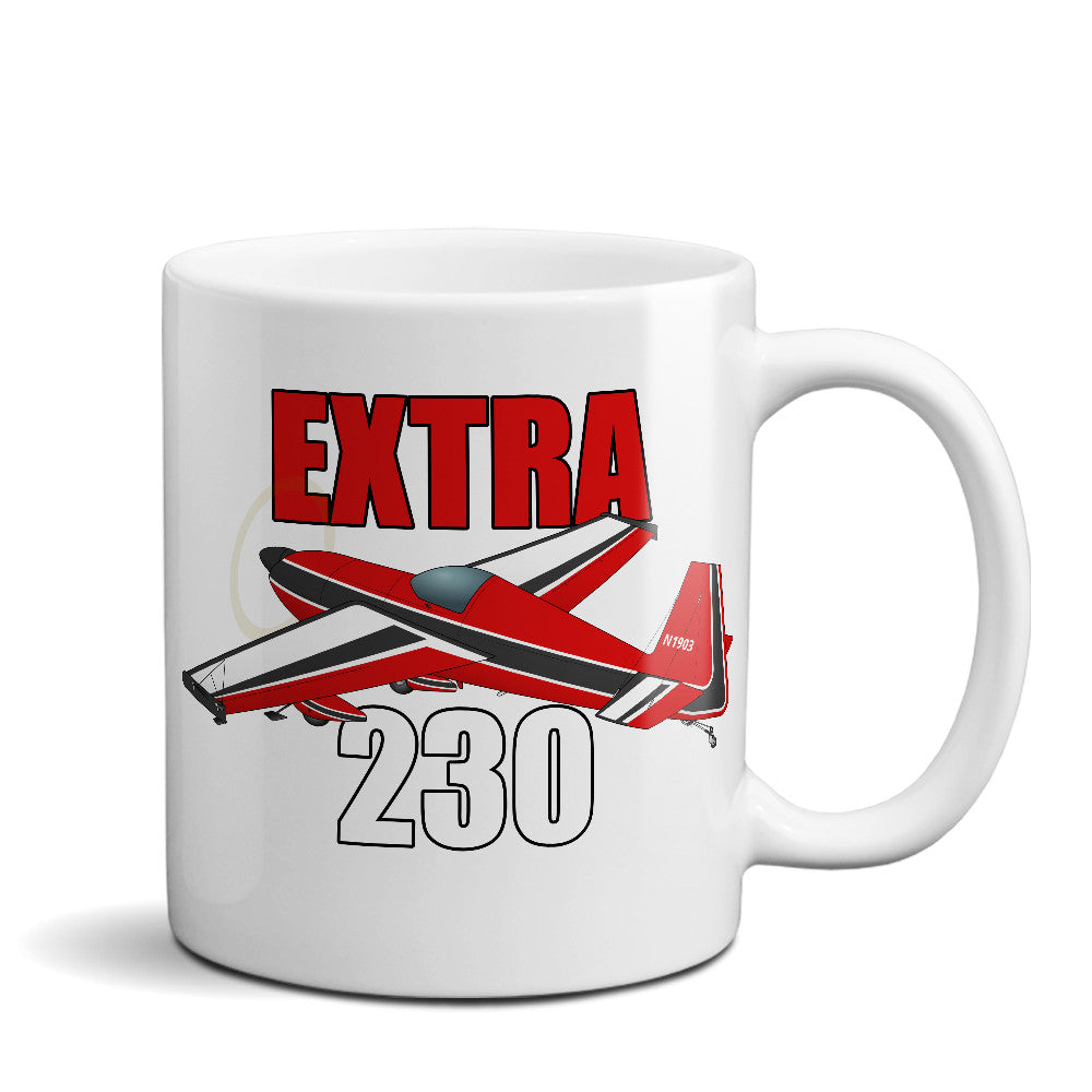 Extra 230 (Red) Airplane Ceramic Mug - Personalized w/ N#