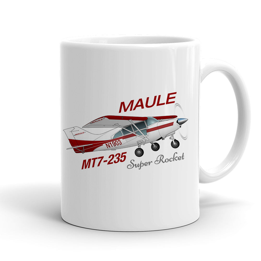 Maule MT7-235 Super Rocket (Red/Silver) Airplane Ceramic Mug - Personalized with N#