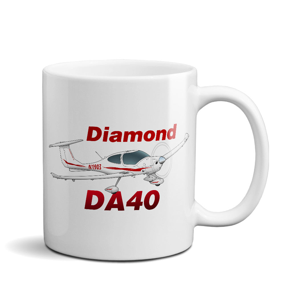 Diamond DA-40 Airplane Ceramic Mug - Personalized w/ N#