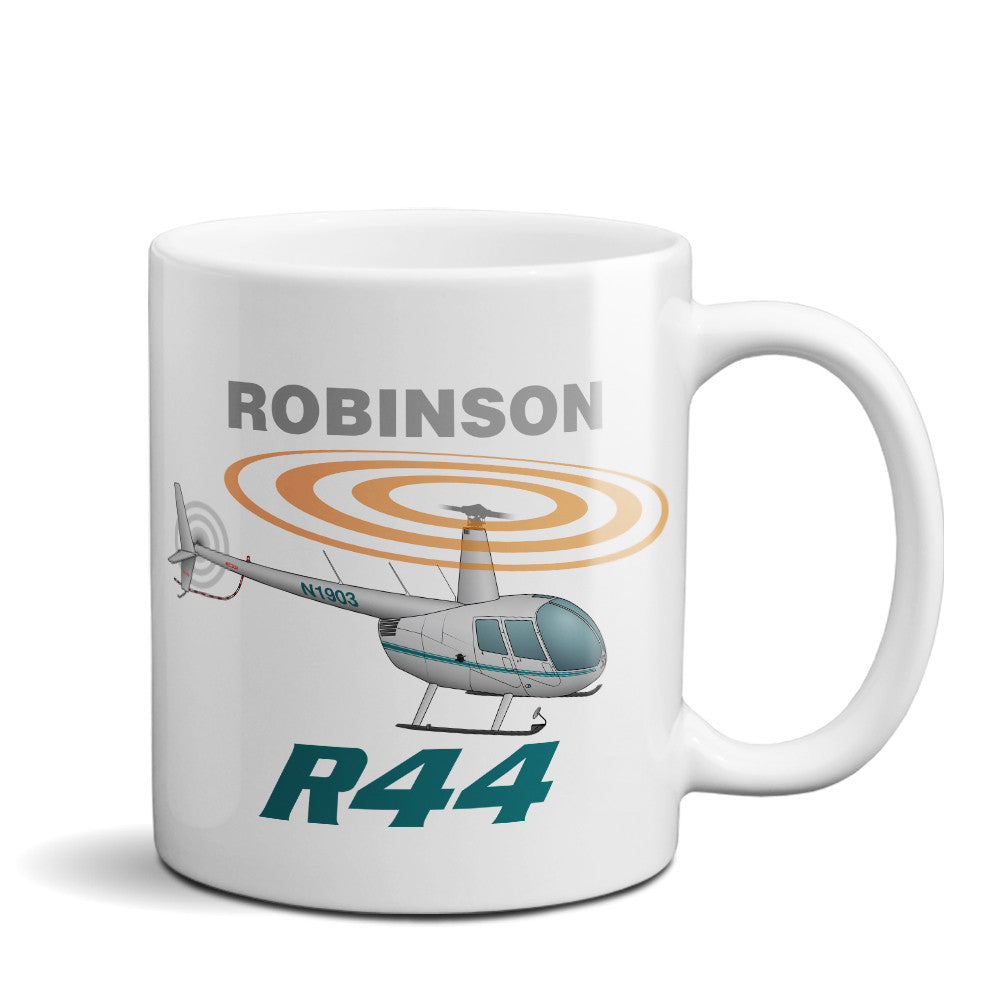 Robinson R44 Helicopter Ceramic Mug - Personalized w/ N#