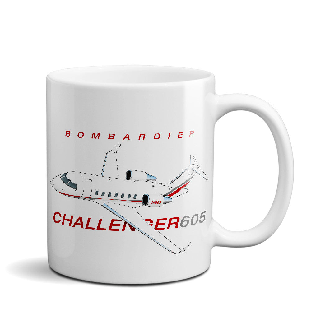 Bombardier Challenger 605 Airplane Ceramic Mug - Personalized w/ N#