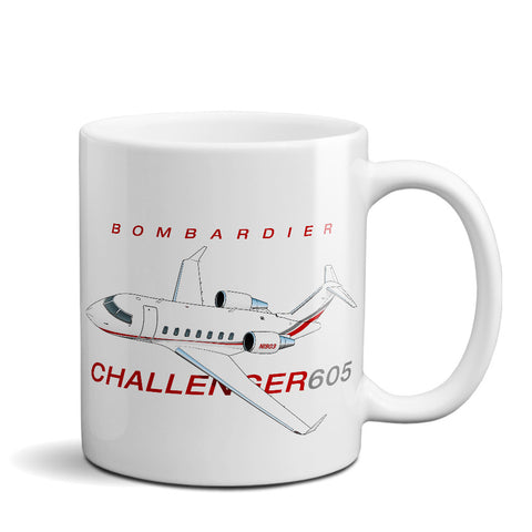 Bombardier Challenger 605 Airplane Ceramic Mug - Personalized w/ N#