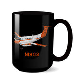 Airplane Ceramic Custom Black Mug (AIR255JLG200-O1) - Personalized w/ N#