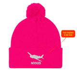 Custom Embroidered Pom Pom Beanie Hat / Cap