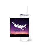 Custom Airplane White Tumbler with Straw