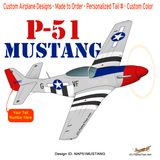 North American P-51 Mustang Airplane T-Shirt - Personalized w/ Your N#