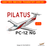 Pilatus PC-12 NG (Red/Black) Airplane T-shirt - Personalized with Your N#