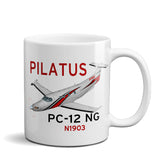 Pilatus PC-12 NG (Red/Black) Airplane Ceramic Mug - Personalized w/ N#