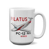 Pilatus PC-12 NG (Red/Black) Airplane Ceramic Mug - Personalized w/ N#