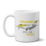 Pilatus PC-24 (Yellow/Silver) Airplane Ceramic Mug - Personalized