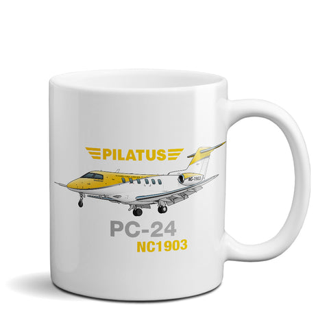 Pilatus PC-24 (Yellow/Silver) Airplane Ceramic Mug - Personalized