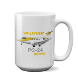 Pilatus PC-24 (Yellow/Silver) Airplane Ceramic Mug - Personalized