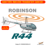 Robinson R44 (Silver) Helicopter T-shirt - Personalized with Your N#