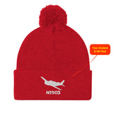 Custom Embroidered Pom Pom Beanie Hat / Cap