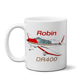 Robin DR400 (Red/Tan) Airplane Ceramic Mug - Personalized w/ N#