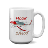Robin DR400 (Red/Tan) Airplane Ceramic Mug - Personalized w/ N#