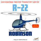Robinson R22 (Blue) Airplane T-Shirt - Personalized w/ Your N#