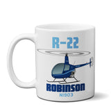 Robinson R22 (Blue) Helicopter Ceramic Mug - Personalized w/ N#
