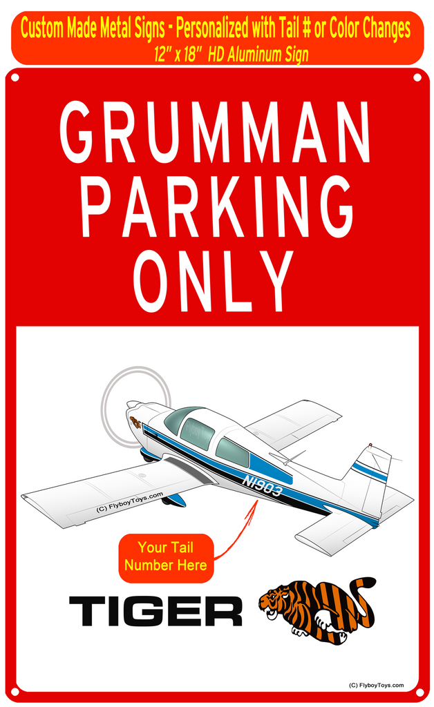 Grumman Tiger (Blue/Black) HD Airplane Parking Sign