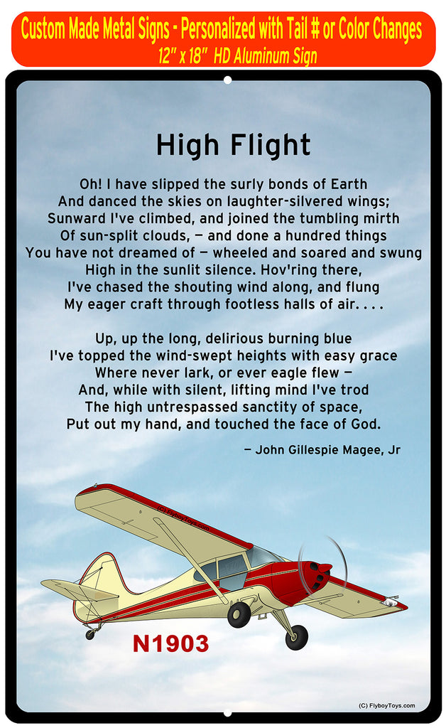 Aeronca High Flight HD Airplane Sign - Personalized w/ your N#