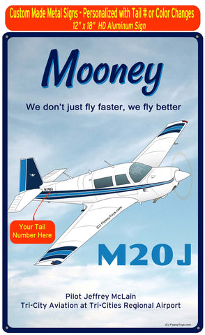 Mooney M20J / 201 (Blue #2) HD Airplane Sign