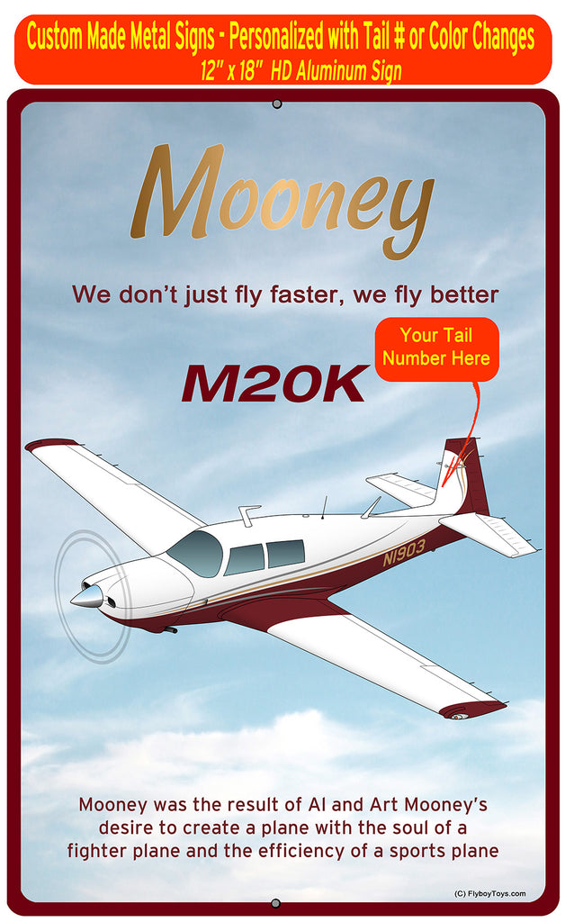 Mooney M20K (Maroon #2) HD Airplane Sign
